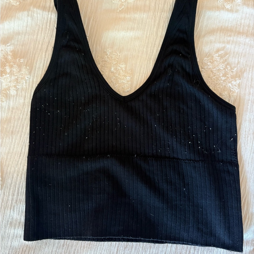 Black Ribbed Tank Top